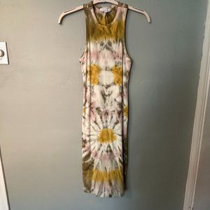 Young Fabulous & Broke Yellow Green Tie Dye Dress Ribbed Small - NEW, NEVER WORN